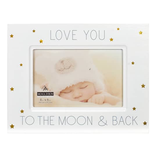 Malden International Designs To the Moon & Back White Frame with Gold Foil Stars